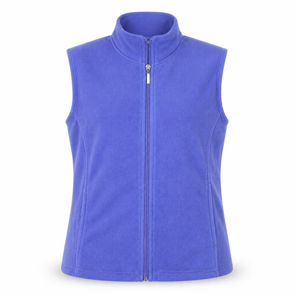 Front view of Amoretti women’s blue gilet coatigan, size M
