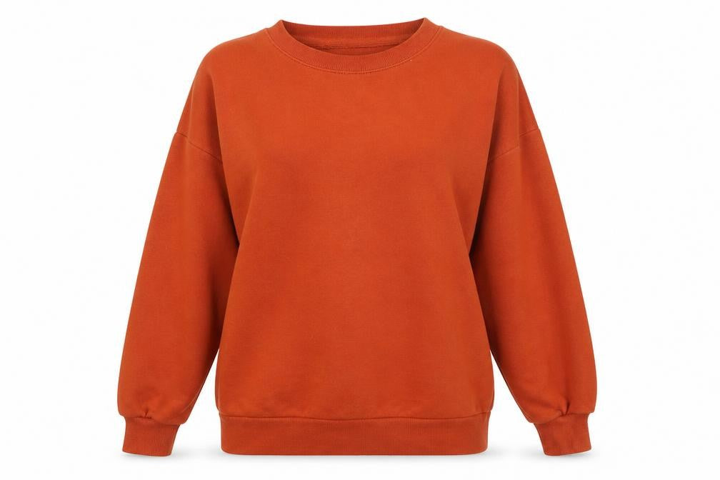 Front view of New Look women’s orange jumper, size UK 10