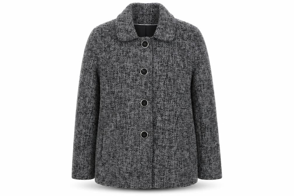 Front view of Anthology women’s grey jacket coat, size UK 14