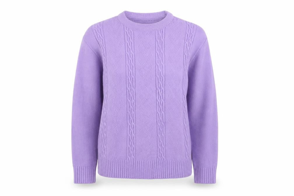 Front view of choice women’s purple jumper, size M