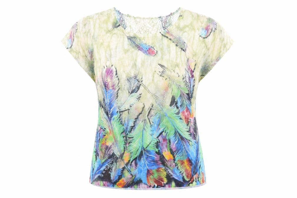 Front view of punto marques women’s multicoloured basic blouse, size S