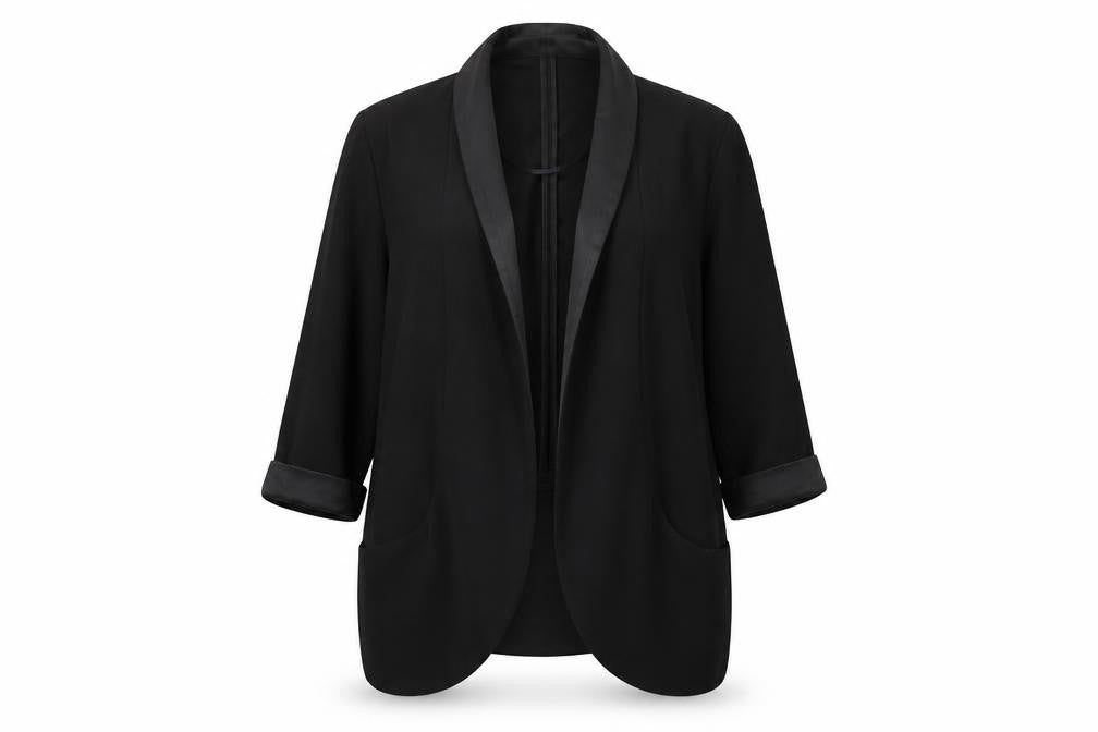 Front view of F&F women’s black jacket, size UK 2