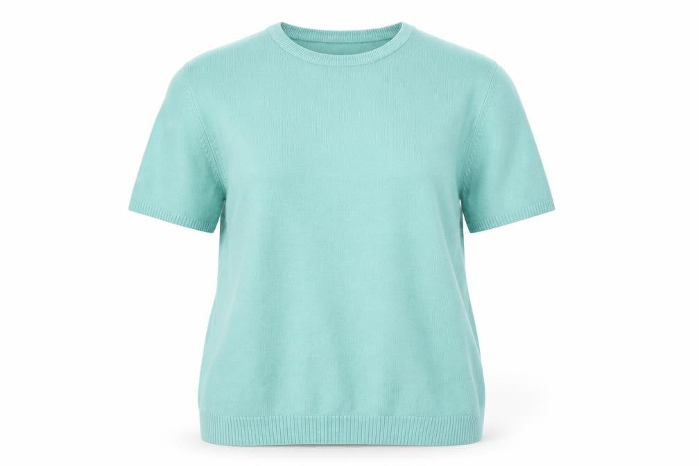 Front view of Pure and Natural women’s green jumper, size UK 16