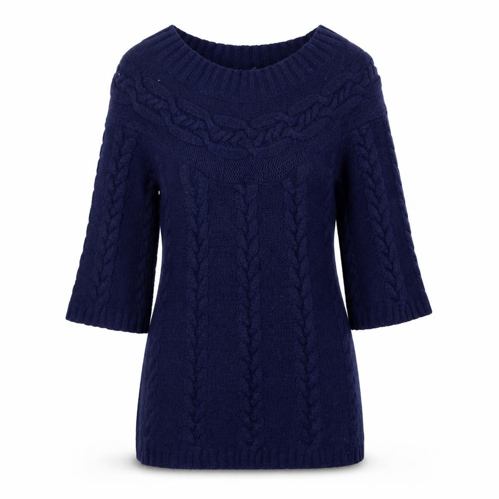 Front view of Papaya women’s blue jumper, size UK 10