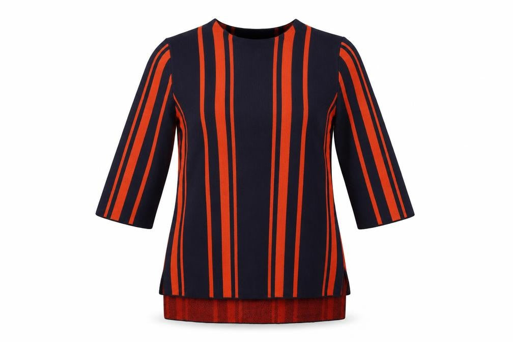 Front view of Matalan women’s blue striped jumper, size S