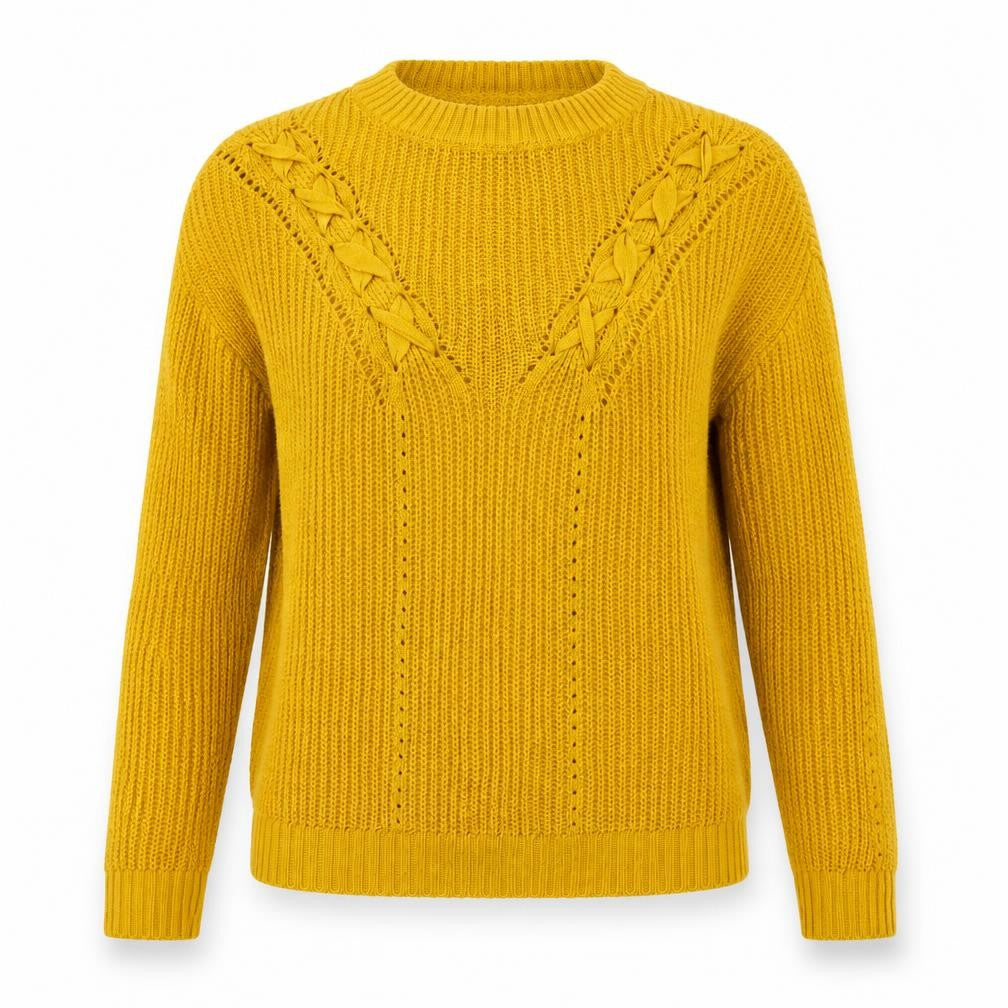 Front view of Primark women’s yellow jumper, size M