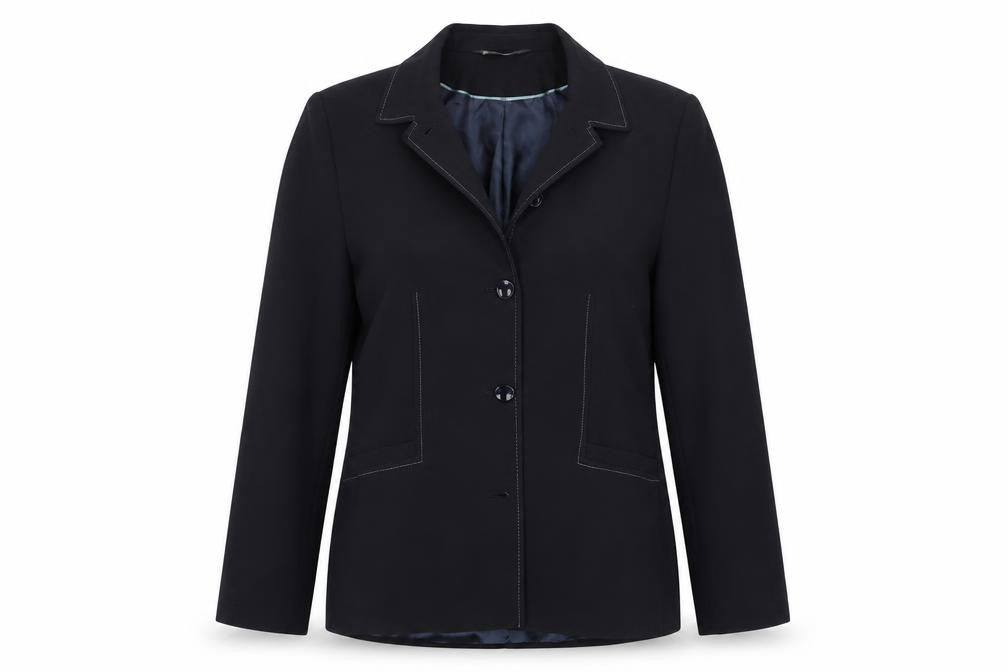 Front view of BHS women’s blue jacket suit jacket, size UK 16