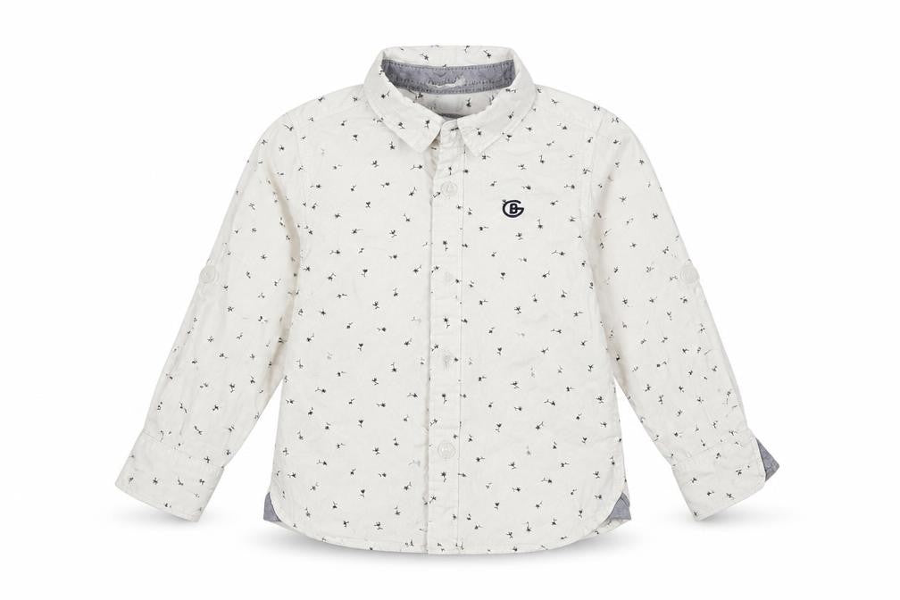 Front view of G boys’ boys white basic button-up, size 2-3, years