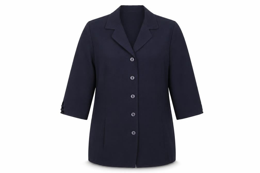 Front view of Oscar B women’s blue jacket blazer, size UK 12