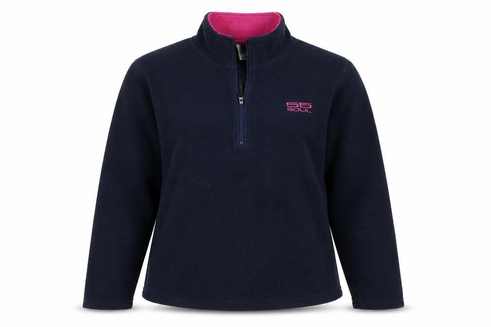 55Soul Womens Blue  Fleece Henley Sweatshirt Size M