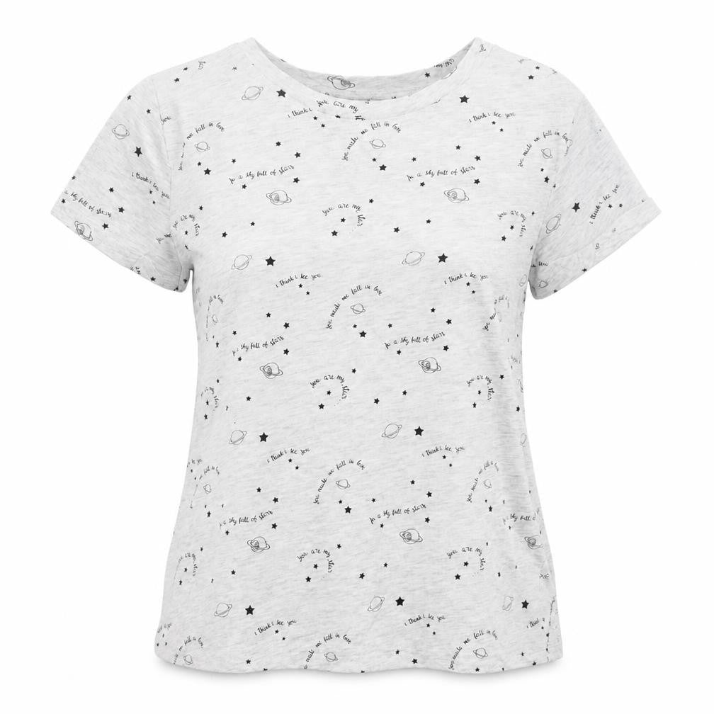 Front view of Bershka women’s grey basic t-shirt, size M