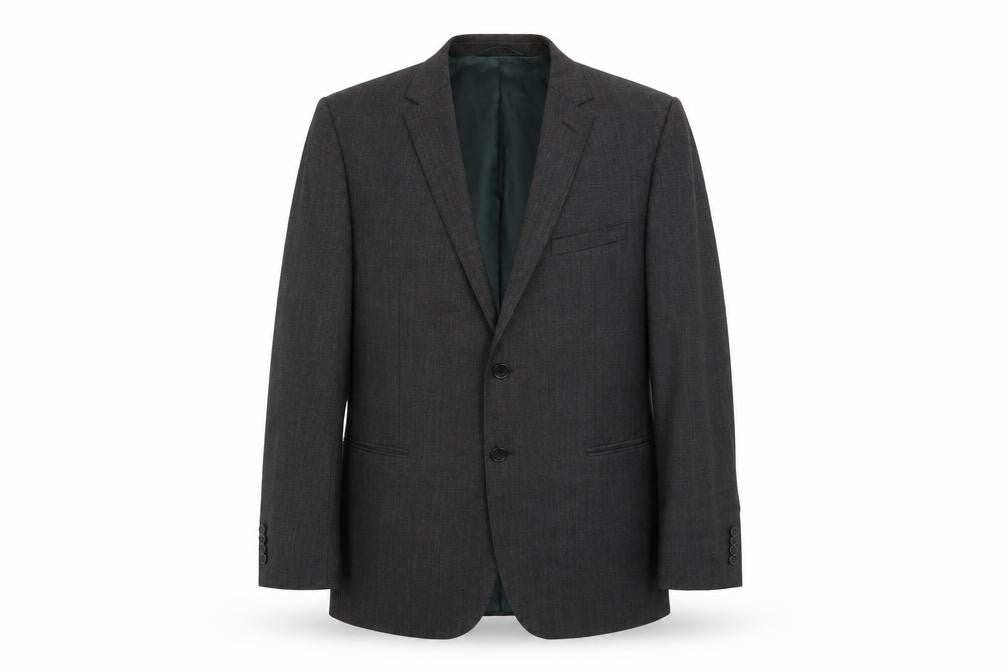 Front view of Preworn men’s grey jacket suit jacket, size L
