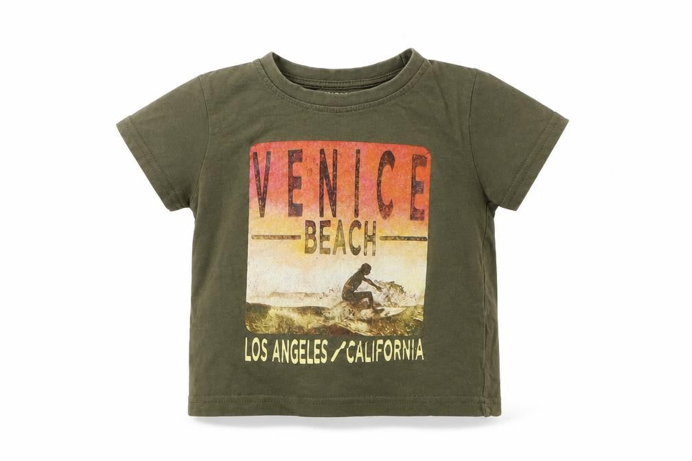 Front view of Primark Baby Green Geometric Basic T-Shirt, size 18-24, Months