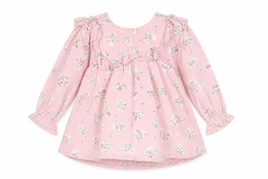 Front view of Monsoon Baby Pink Floral Fit & Flare, size 6-9, Months