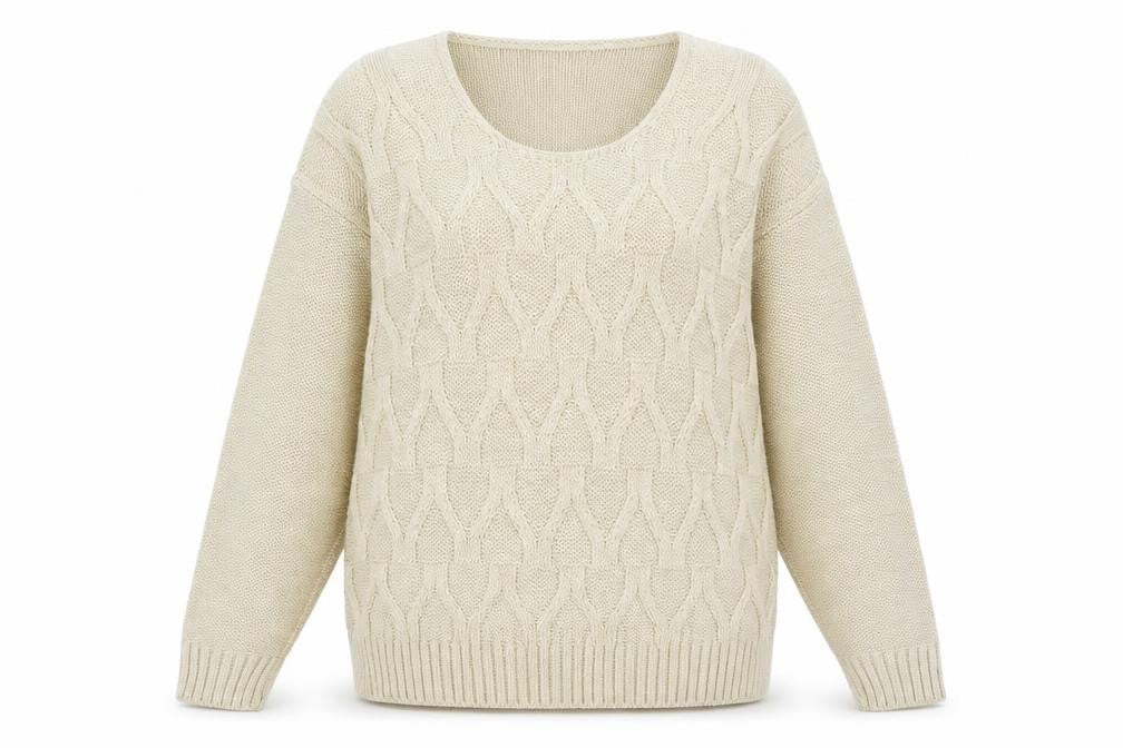 Front view of konique women’s brown jumper, size L