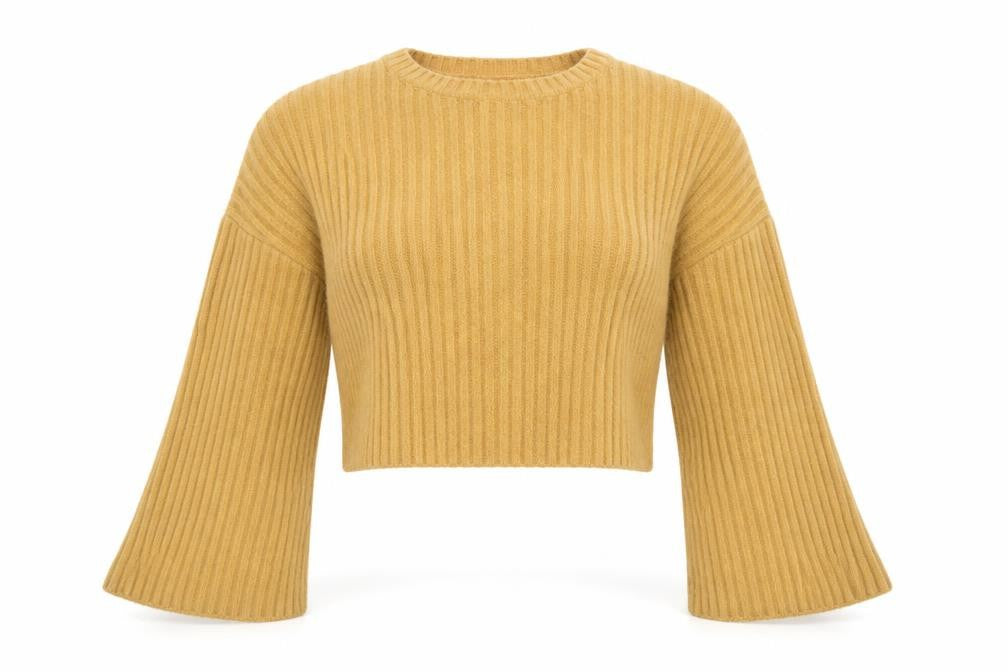 Front view of Missguided women’s yellow jumper, size UK 6