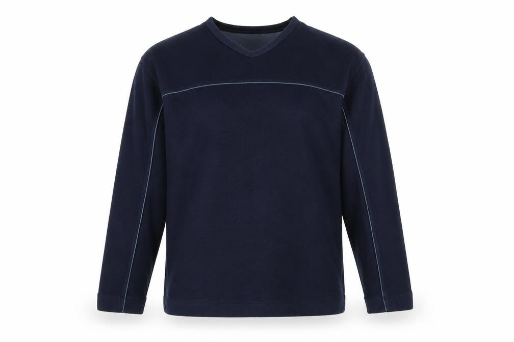 Front view of Casual Club men’s blue jumper, size L