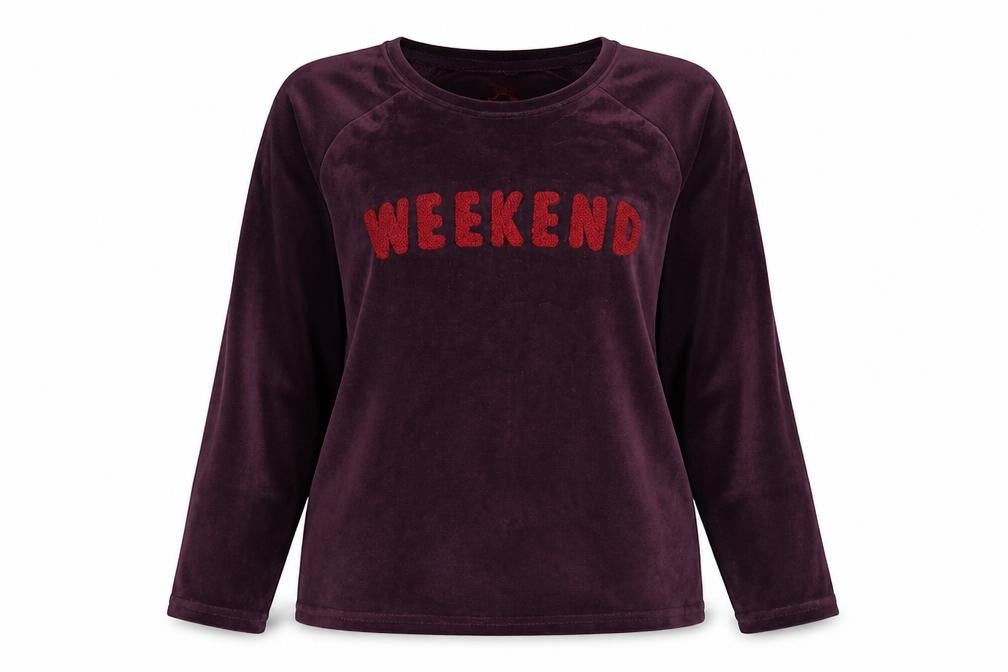 Front view of Primark women’s purple jumper, size L, - weekend