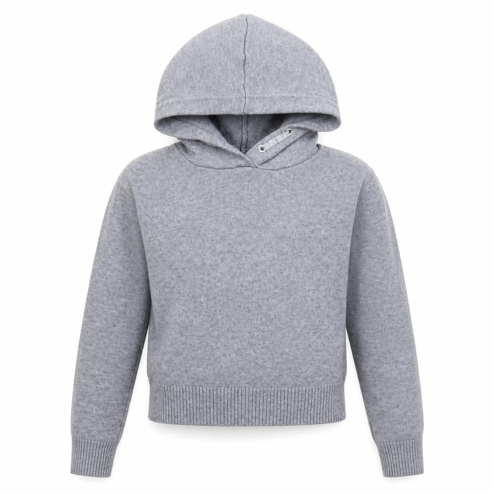 Front view of Primark girls’ grey pullover hoodie, size 7-8, years