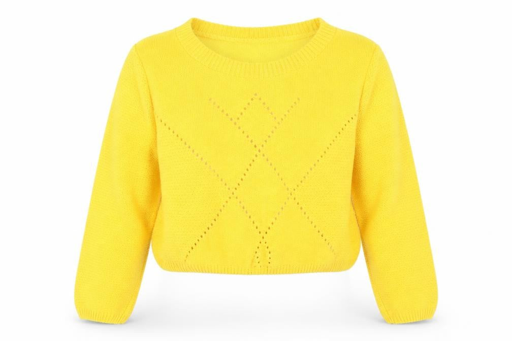 Front view of Whos who women’s yellow jumper, size L