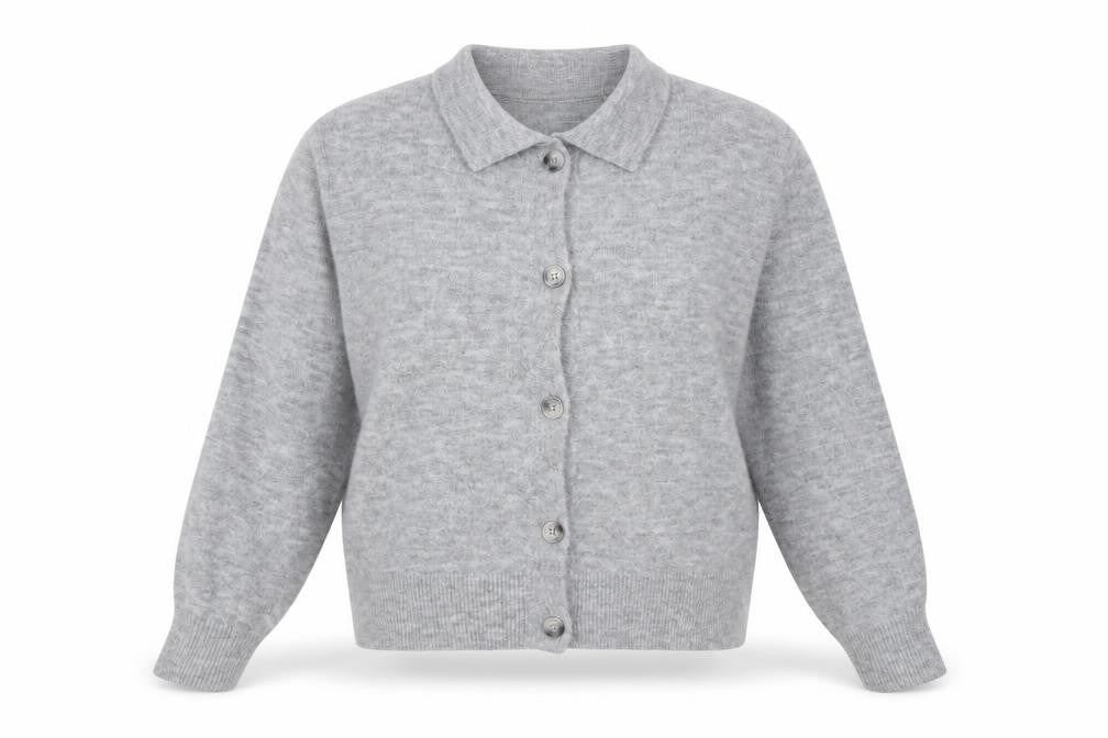 Front view of George women’s grey knit jacket, size UK 14