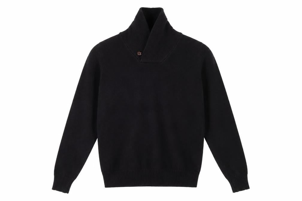 Front view of Marks & Spencer men’s black knit pullover sweatshirt, size XS