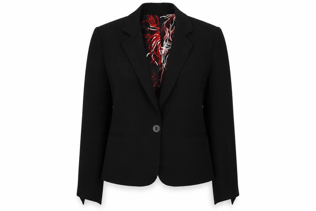 Front view of chianti women’s black jacket blazer, size UK 14