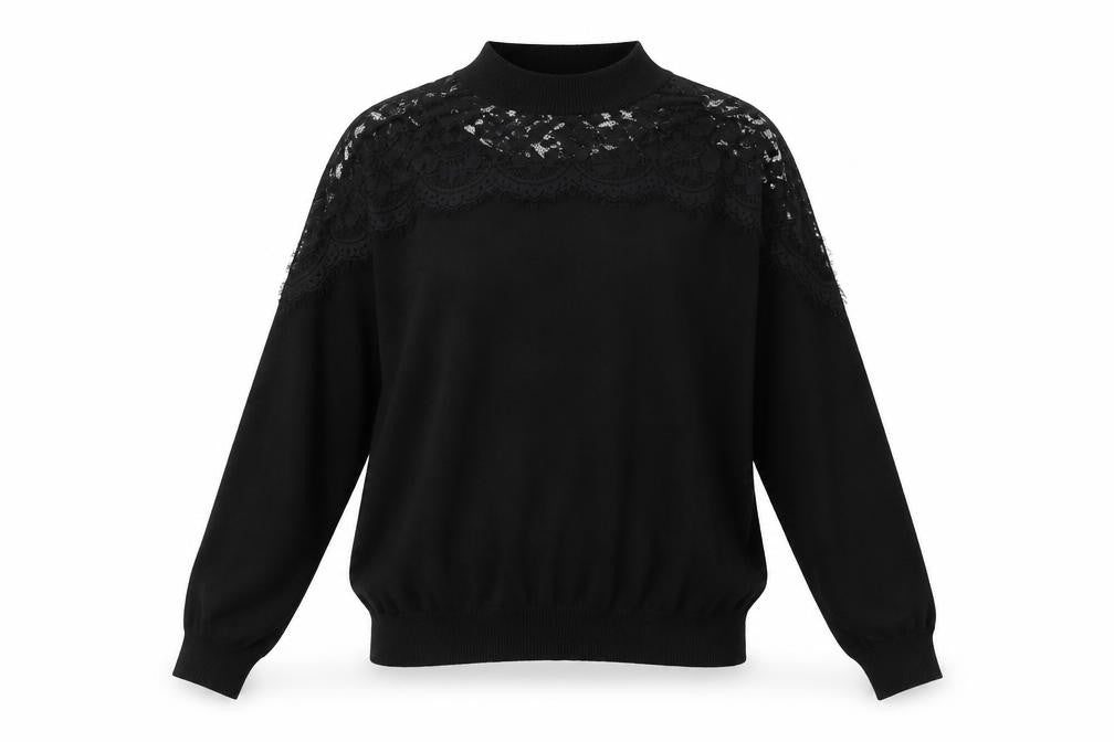 Front view of Primark women’s black pullover sweatshirt, size UK 12