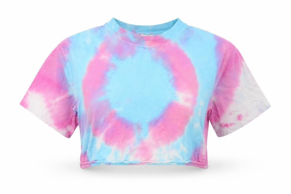Front view of Topshop women’s purple cropped t-shirt, size UK 6