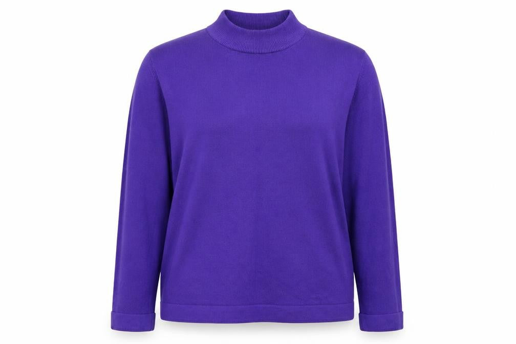 Front view of Bonmarché women’s purple knit pullover sweatshirt, size L