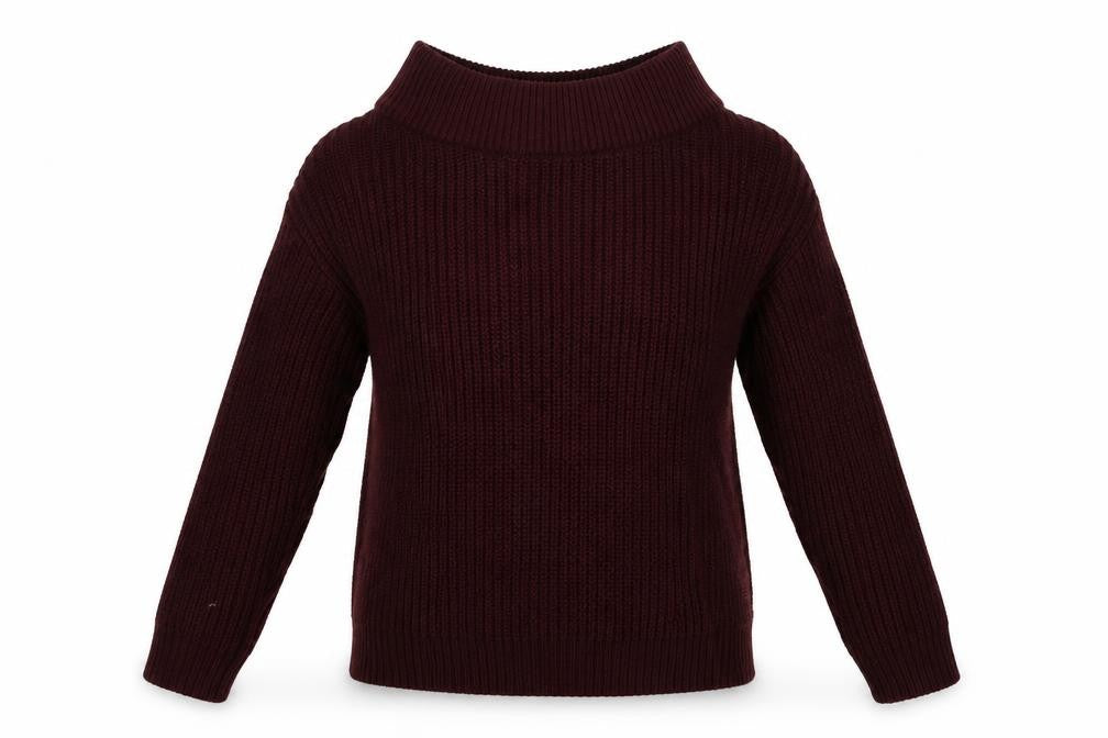 Front view of New Look women’s red knit pullover sweatshirt, size S