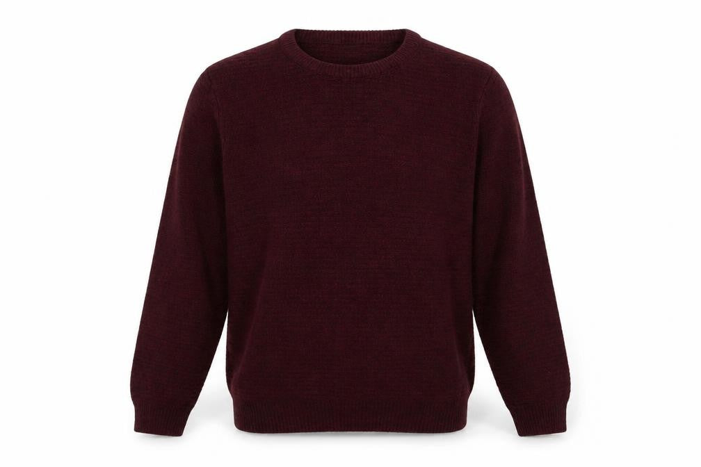 Front view of Cedarwood State men’s red knit pullover sweatshirt, size XL