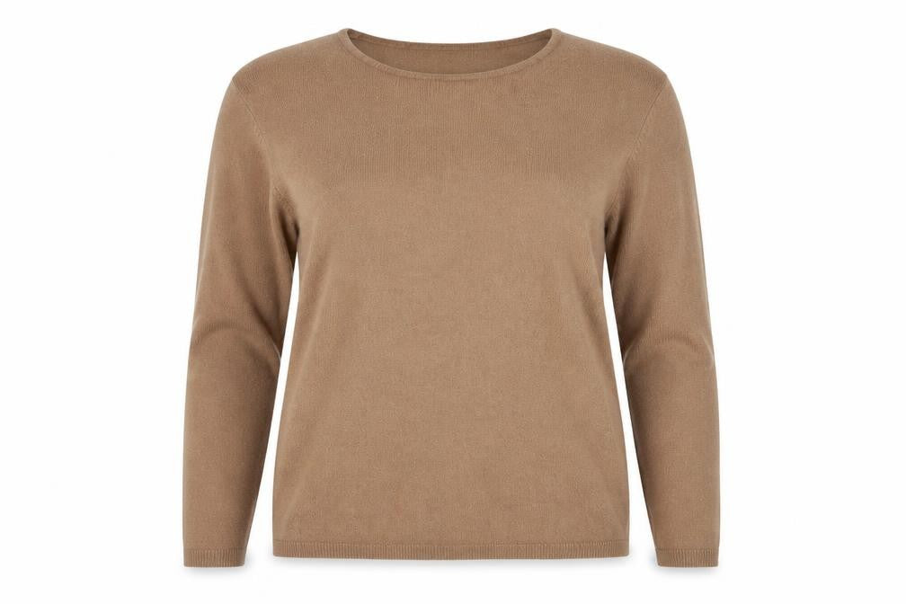 Front view of Cashmasoft women’s brown jumper, size L