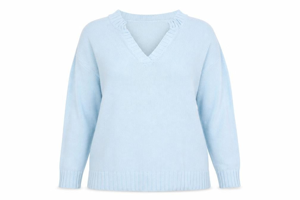 Front view of For Women women’s blue jumper, size UK 16