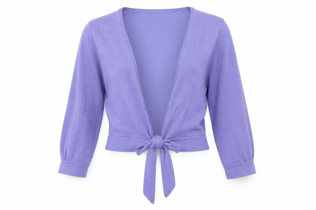 Front view of Mia Moda women’s purple cardigan jumper, size L