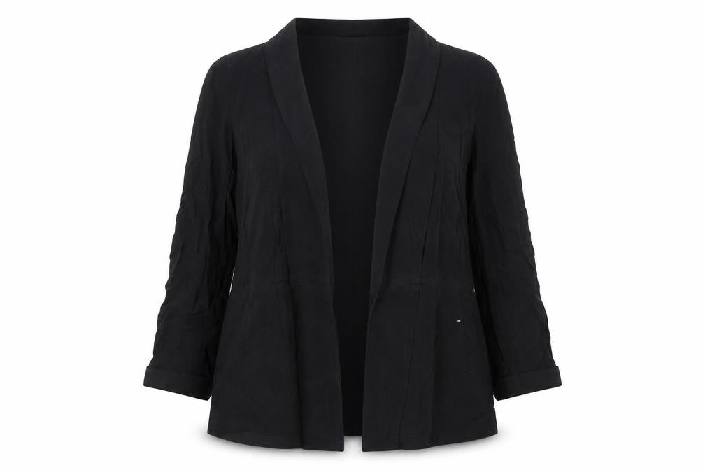 Front view of Oasis women’s black cardigan jumper, size UK 8