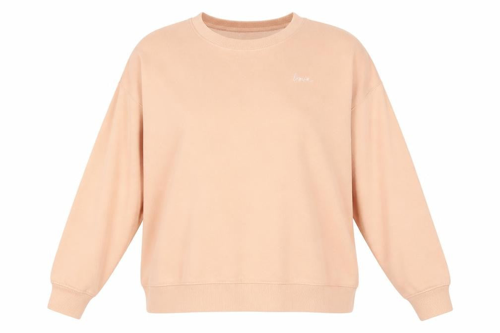 Front view of H&M women’s pink jumper, size XL