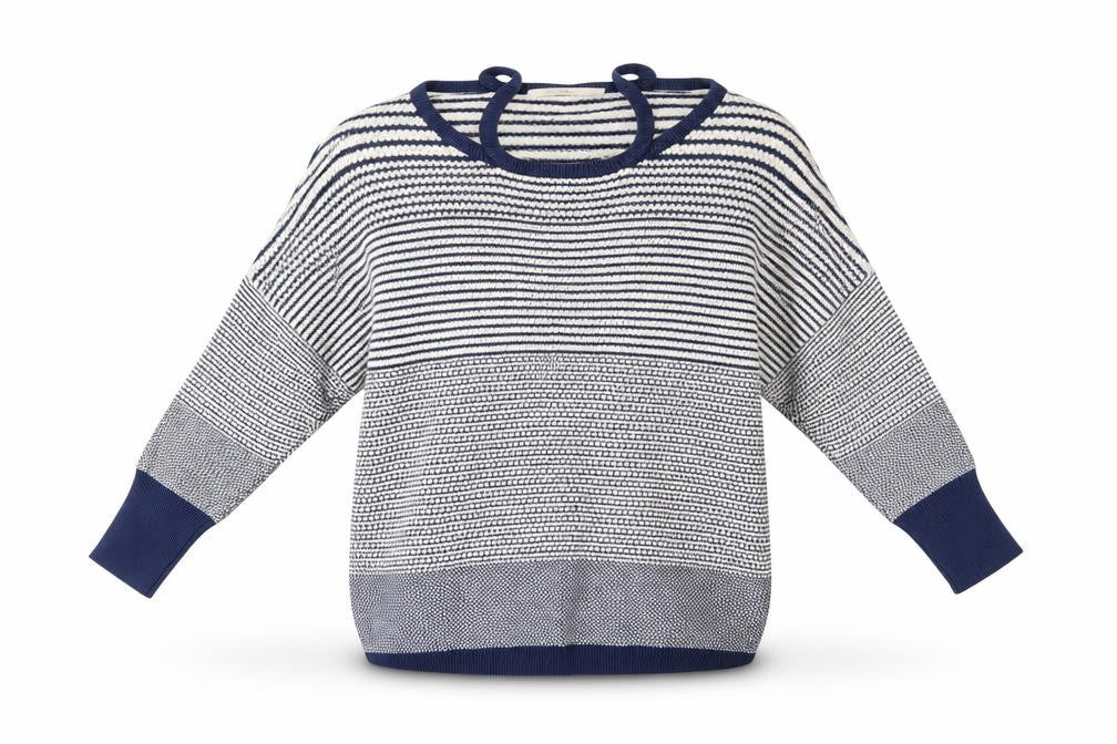 Front view of George women’s blue striped jumper, size UK 10