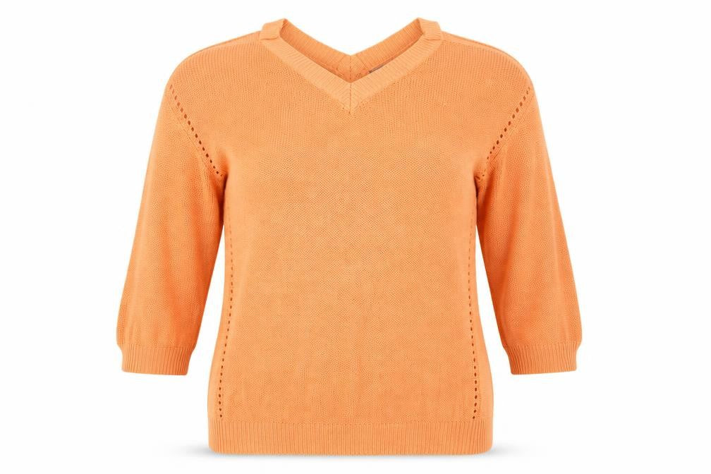 Front view of INTUITION women’s orange jumper, size UK 16
