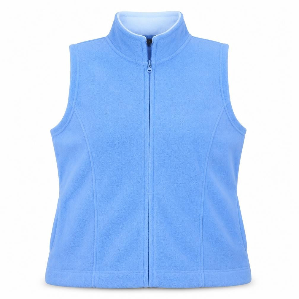 Front view of ISLE women’s blue full zip jumper, size UK 14