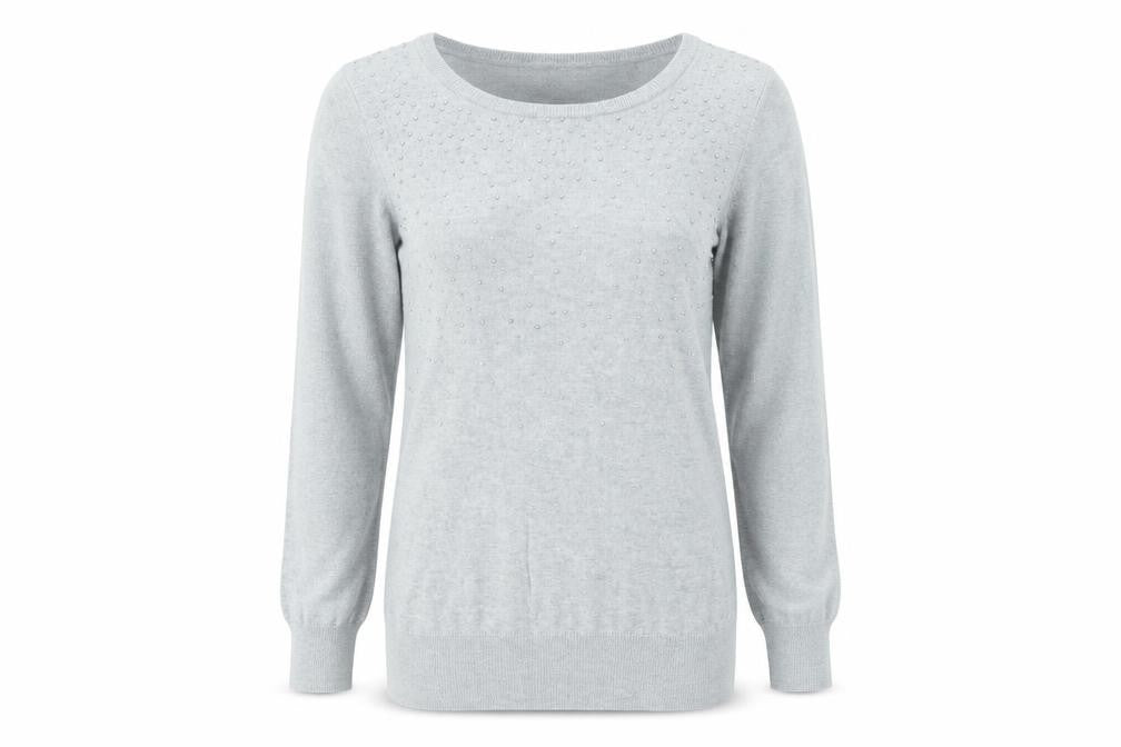 Front view of Preworn women’s grey jumper, size S