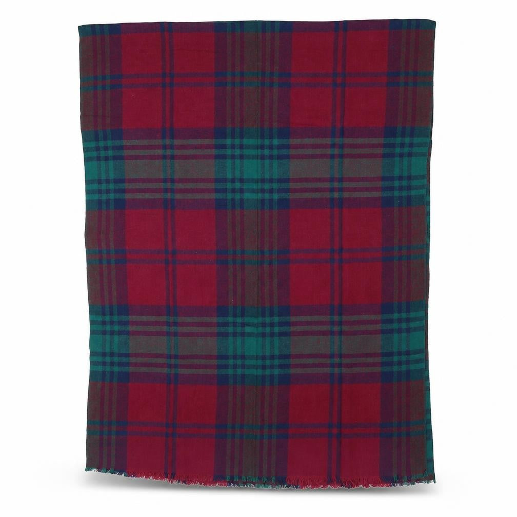 Front view of Preworn Red Check Shawl/Wrap