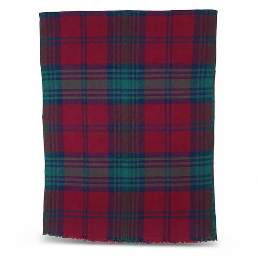 Front view of Preworn Red Check Shawl/Wrap