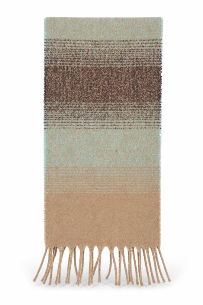 Front view of Preworn women’s beige striped shawl/wrap