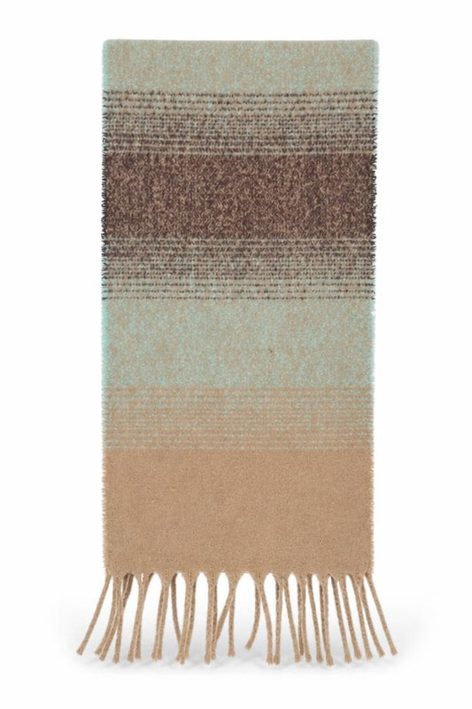 Front view of Preworn women’s beige striped shawl/wrap