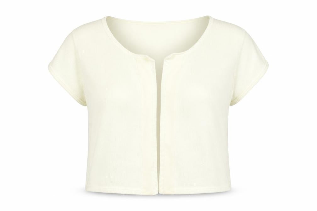 Front view of Simply Be women’s ivory cardigan jumper, size UK 20