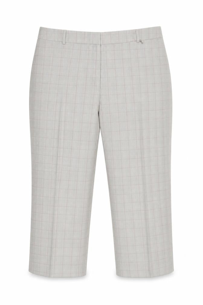 Agenda Womens Grey Check  Cropped Trousers Size 20 L23 in