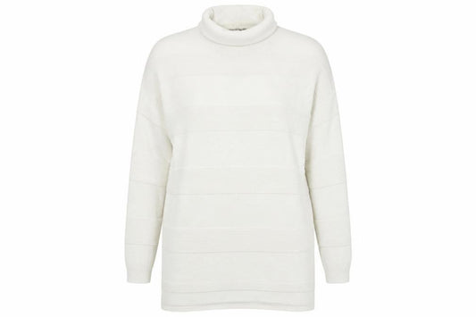 Front view of ASOS women’s white striped jumper, size UK 8