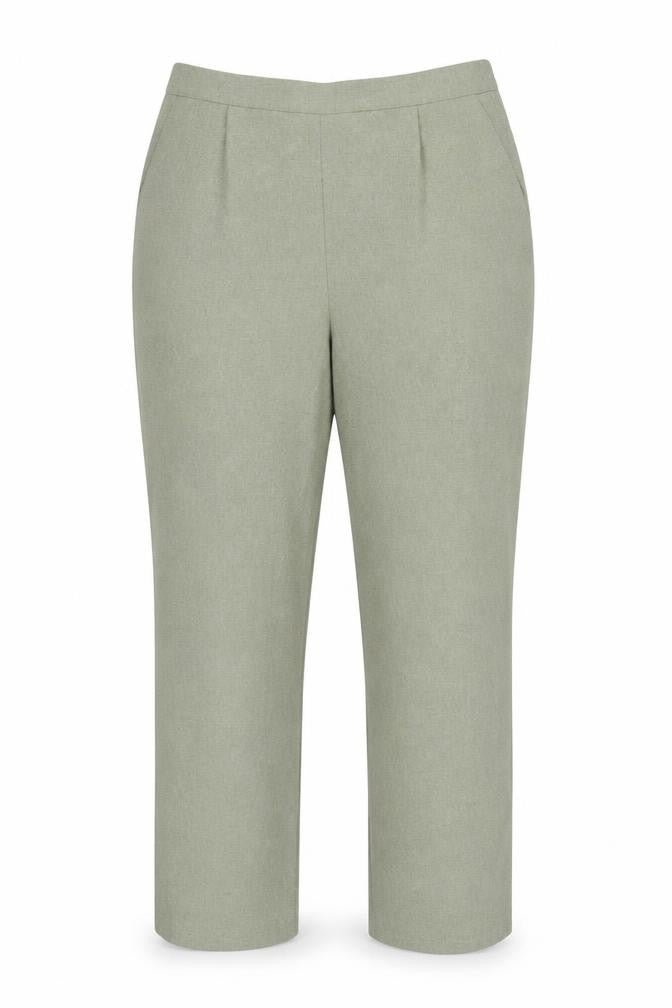 Front view of Classics women’s green trousers, size UK 14, 25-inch leg