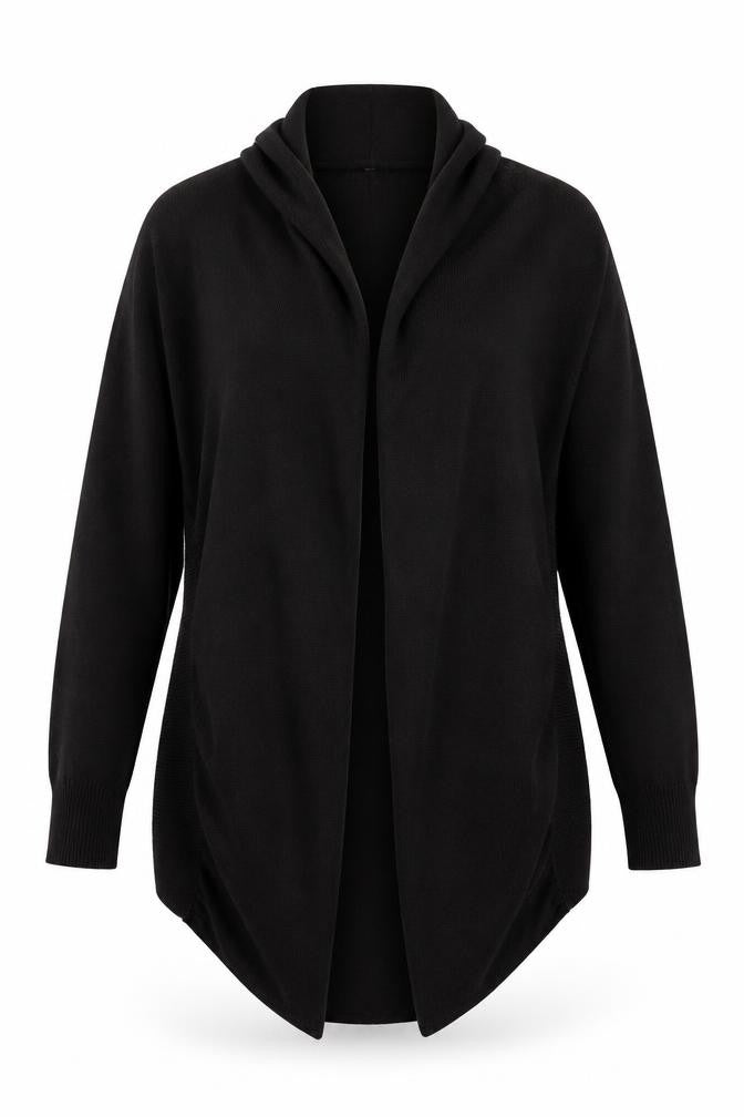 Front view of B&W women’s black cardigan jumper, size M